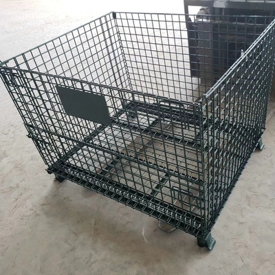Galvanizado 1200*1000*890mm Rejilla de alambre plegable y bloqueable transporte de metales almacenamiento de alambre de alambre jaula de paletas