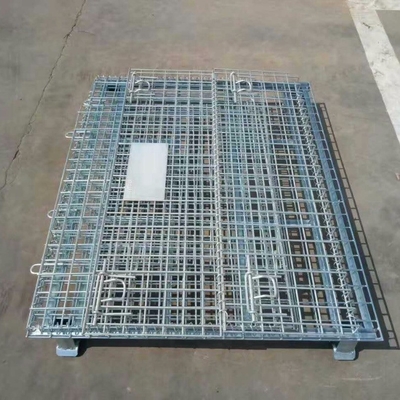 Galvanizado 1200*1000*890mm Rejilla de alambre plegable y bloqueable transporte de metales almacenamiento de alambre de alambre jaula de paletas