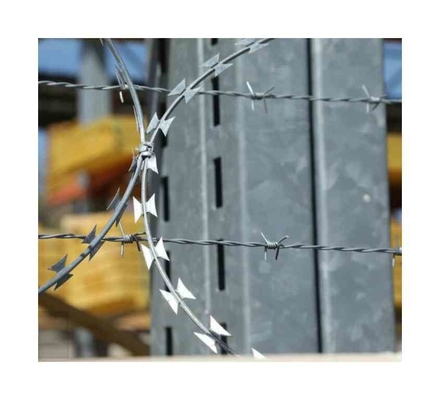 Recinto alambre de púas de protección galvanizado alambre de acero de 500 metros hoja de afeitar galvanizado simple de afeitar