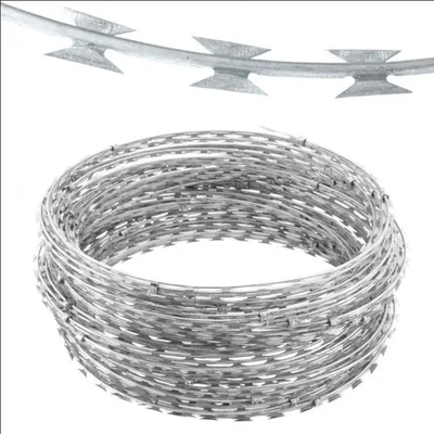 Fábrica directa de acero galvanizado de alambre galvanizado de alambre de malla de cerca de alambre de púas de afeitar a prueba de óxido BTO-22 para la seguridad de las prisiones