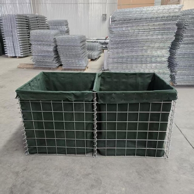 MIL1, MIL 7, MIL 10, MIL 12, MIL 19 2.74M Alta inmersión en caliente Geotextil revestido Gabión soldado Bolsa Hesco para barreras defensivas militares Bastiones