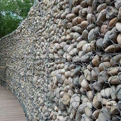 El muro de contención usando el Pvc cubrió caliente de la caja de Gabion galvanizado