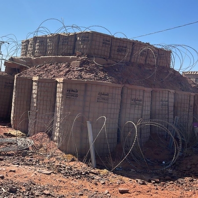 Concertainer lleno de tierra para la caja de Gabion soldada con autógena Galfan como barreras militares de Hesco