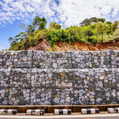 Cestas de gabión tejido altamente galvanizado con alambre de 2,7 mm / alambre de borde de 3,4 mm para pared de contención