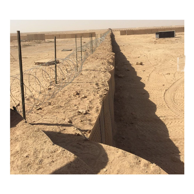 Ejército militar soldado con autógena de la pared de la caja de la arena 5m m Hesco Gabion protector