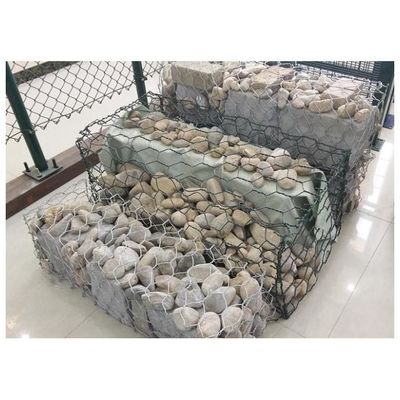 Caja de gaviones con recubrimiento de Galfan / Cesta de malla de alambre hexagonal de doble torsión para muros de contención y protección costera