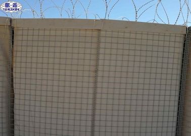 Barreras militares de la pared de Gabion llenadas de la arena o de las rocas