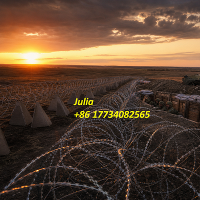 Cables de púas duraderos de hoja de hierro de hoja de acero galvanizado resistente a la corrosión para cercas militares e industriales