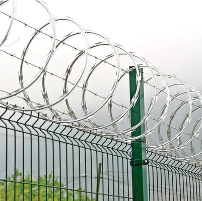 Bobinas de alambre de púas con cinta de afeitar de alta seguridad para protección de vallas de aeropuertos y paredes fronterizas